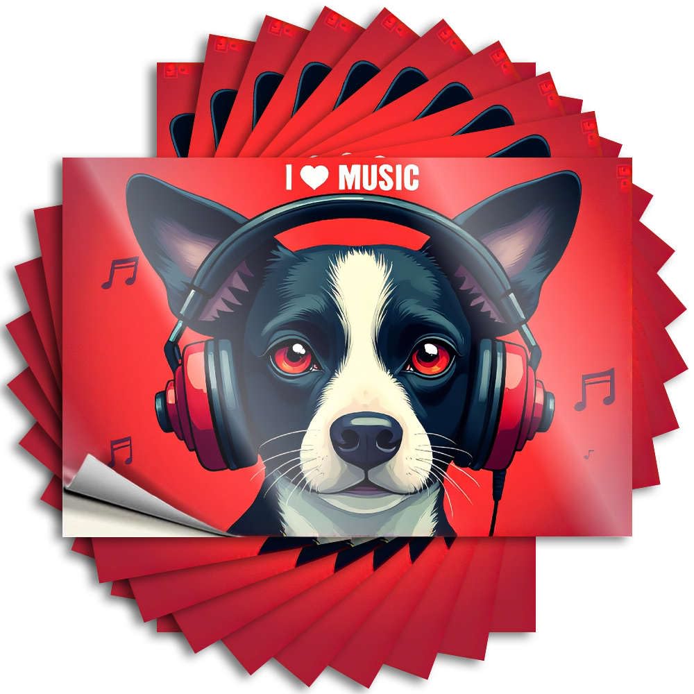 A Dog Wearing Headphones with Musical Notes Around It. Lettering Sticker Backyard Accessories Self Adhesive | Southern Helmet Vinyl Sticker Pack for Thankful(6X9CM)