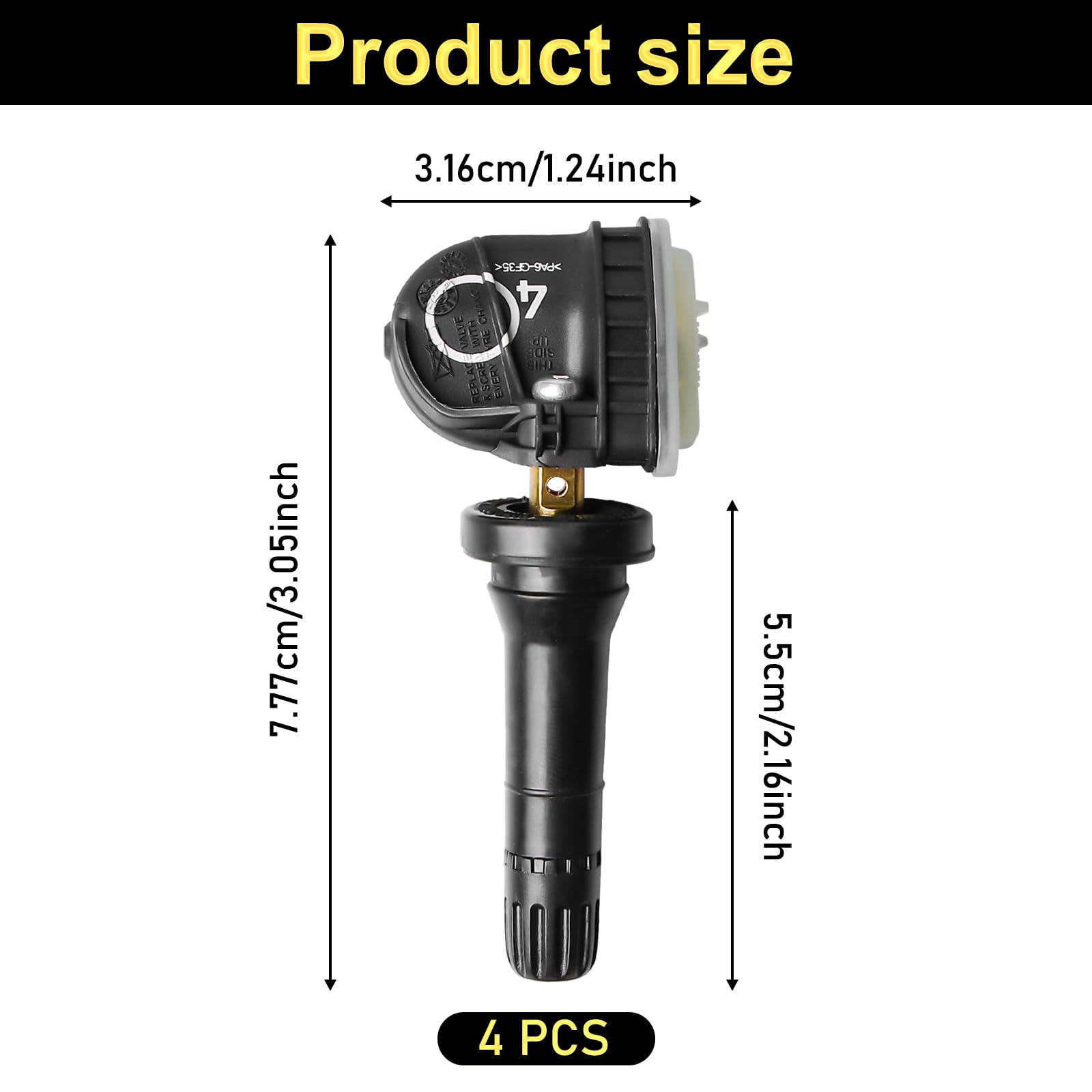 GBKDQQ Sensore TPMS Sensore di Pressione Pneumatici Sistema di Controllo Pressione Pneumatici 433 MHz per OPEL Antara Corsa Insignia Meriva Mokka Zafira, 4 Pezzi, Compatibile con 13506028 13594222