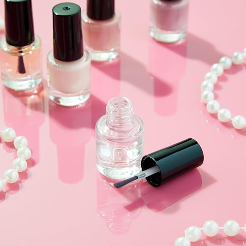 Miniatura 2 de Paquete de 30 mini botellas vacías de esmalte de uñas con tapa de cepillo, recipientes de vidrio recargables de 0.17 onzas líquidas con 6 embudos de
