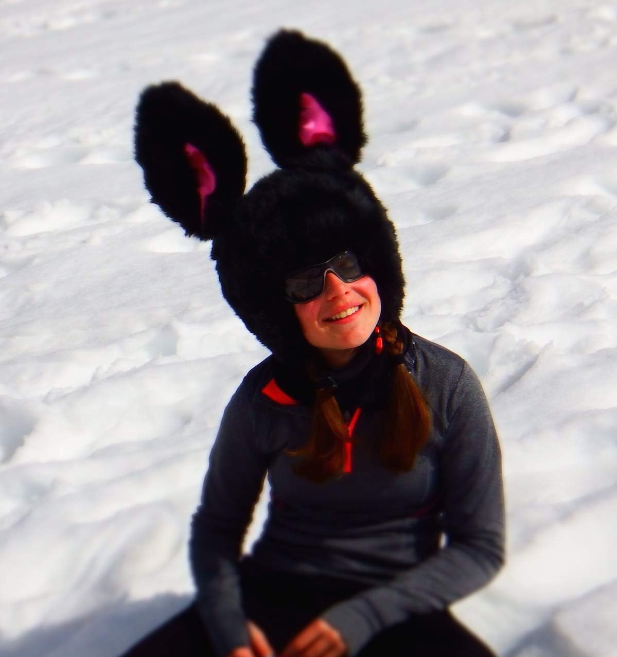 Black Snow Bunny Furry Animal Winter Bike Snow Ski Helmet Cover