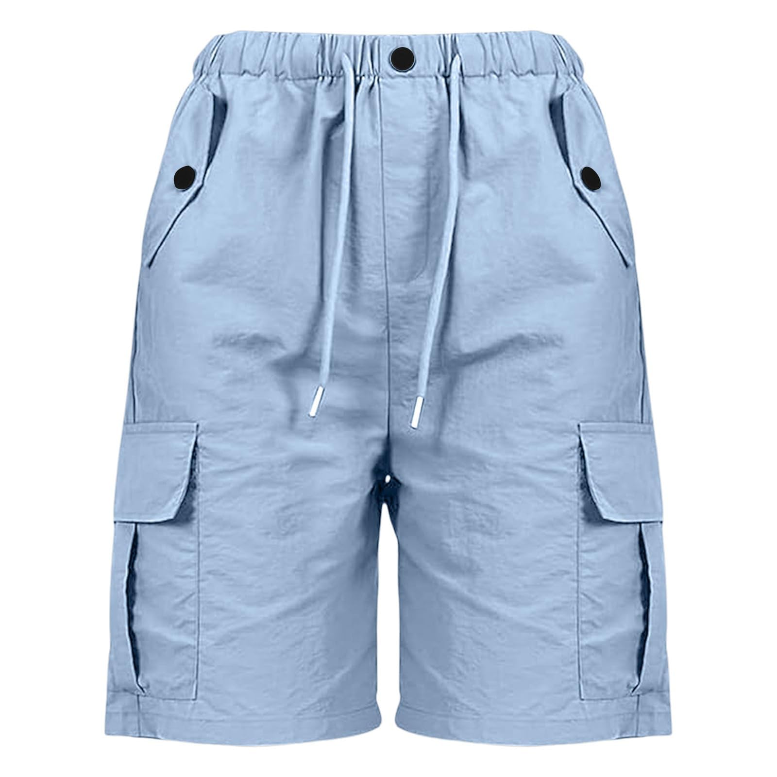 Generisch Shorts Mädchen Sommer Baggy Elastische Taille Cargo Shorts Casual Bermuda Wanderhose Einfarbig Outdoor Arbeitshose mit Taschen und Kordelzug