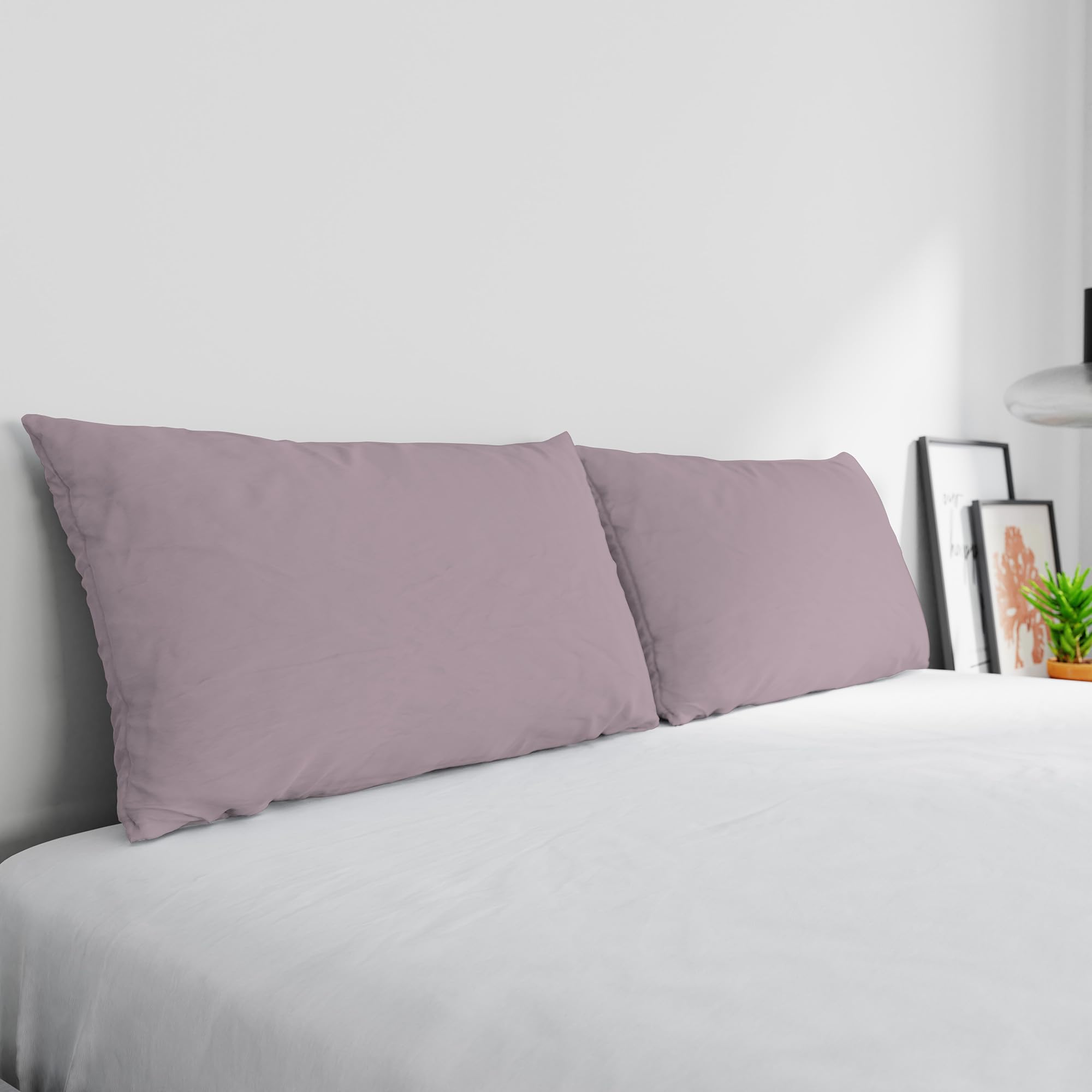 Juego de 2 Fundas de Almohada MAX Color 100% algodón, Made in Italy, 50x80 cm con Solapa Interior, Liso – Rosa Antico
