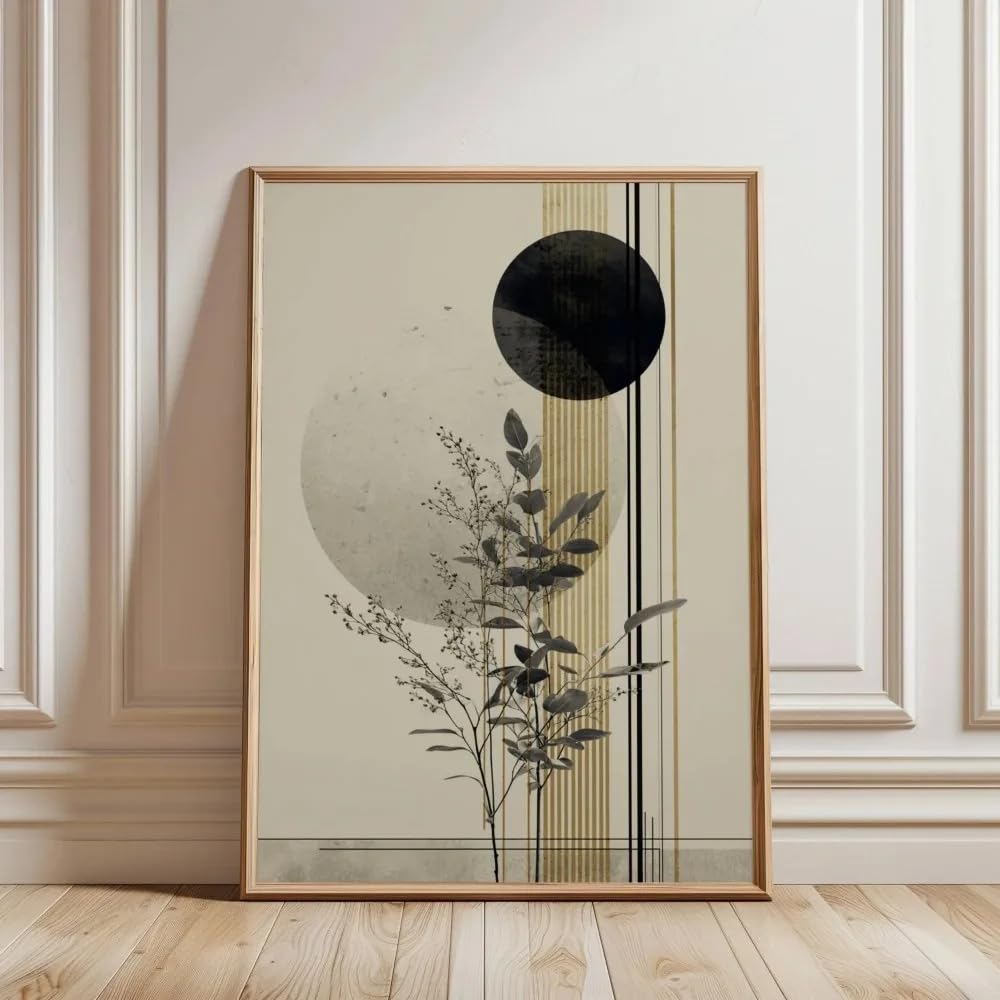 LTjiajuypd Canvas Prints Japan Bonsai Wall Art Minimalist Japanese Poster Zen Nature Print Abstract Sun Illustration(70x100CM/Frameless)