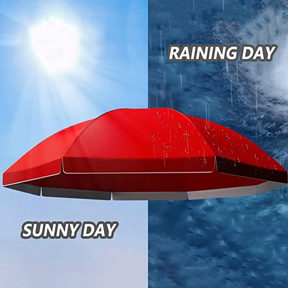 COKYIS Copertura di Ricambio per Ombrellone da Patio, Telo di Ricambio per Parasole con 8 Costole, Baldacchino di Ricambio Rotondo per Spiaggia, 1.8m-2.6m (Color : Red, Size : 2.35m/7.7ft)