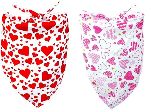 2 bandanas para perro para el día de San Valentín bandanas para cachorros bufanda para fiesta de mascotas pañuelo triangular para perros de raza