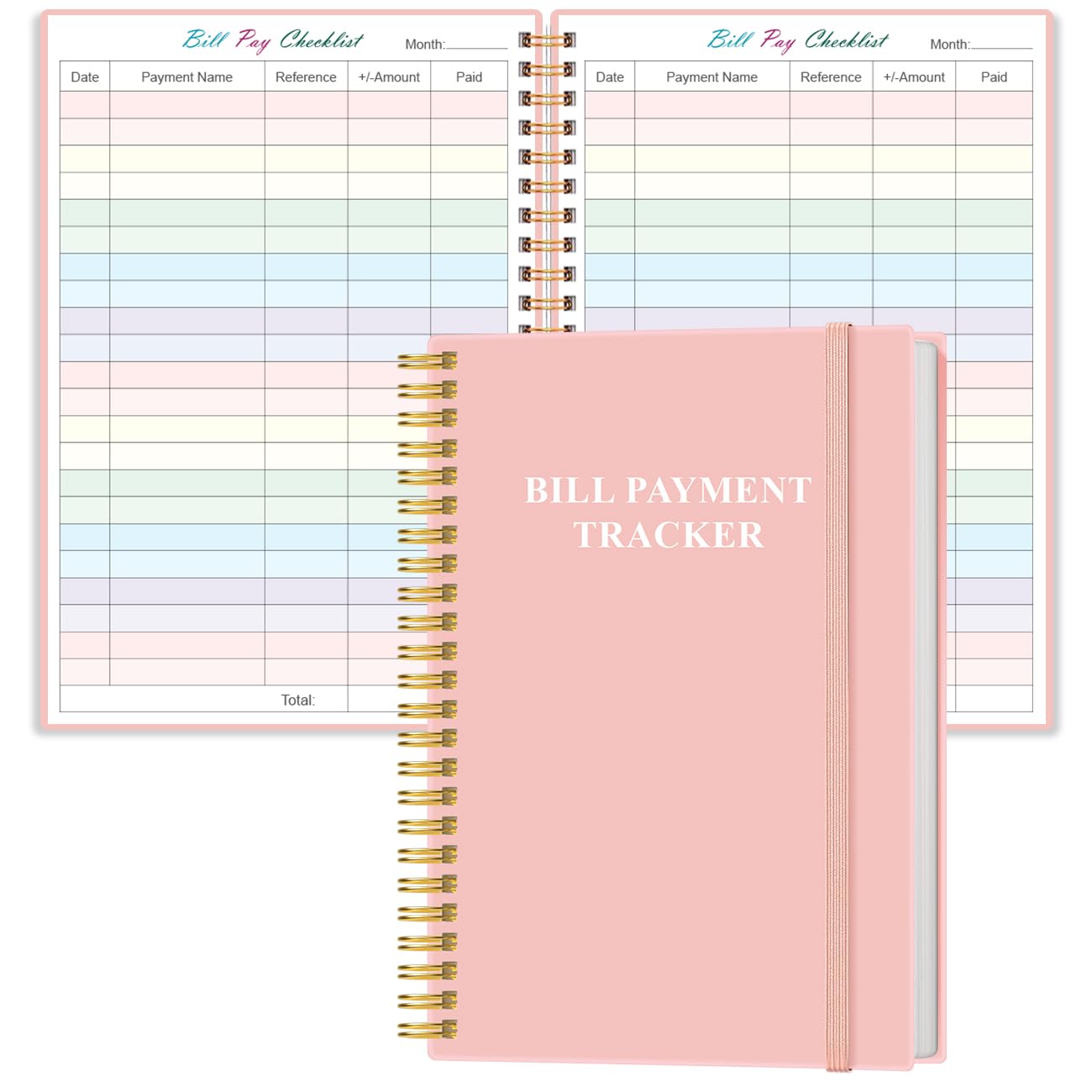Lista kontrolna płatności rachunków – miesięczny organizer i planer do osobistego budżetowania, finansów, notatnik, 14,7 x 21,6 cm, różowy-A