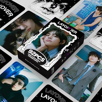 92 Pieces BTS V Lomo Cards 6 X 9 Cm, Kim Tae-Hyung Photocard Layover Kpop Box Cards Pack for Fans/B