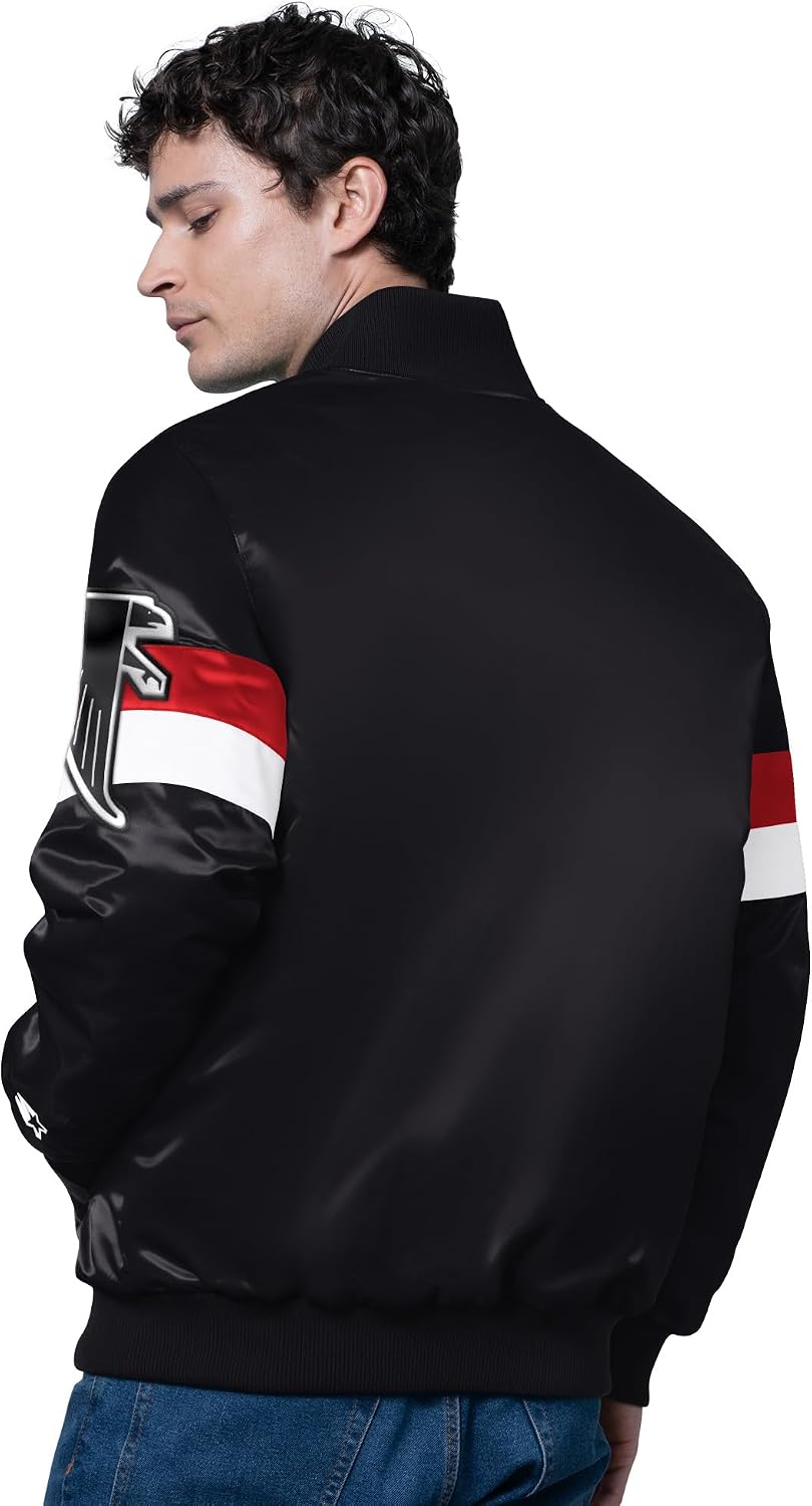 STARTER Men's NFL Triple Option Satin Varsity Vintage Logo Full-Snap Jacket