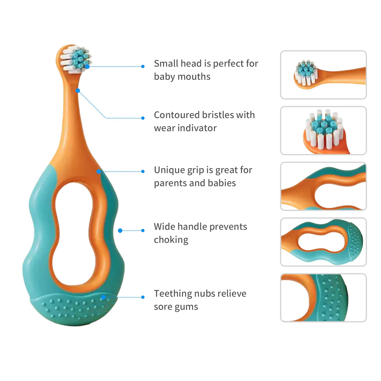 LCKAE 2-Pack Kids Toothbrush for Ages 1-5 | Round Soft Bristles