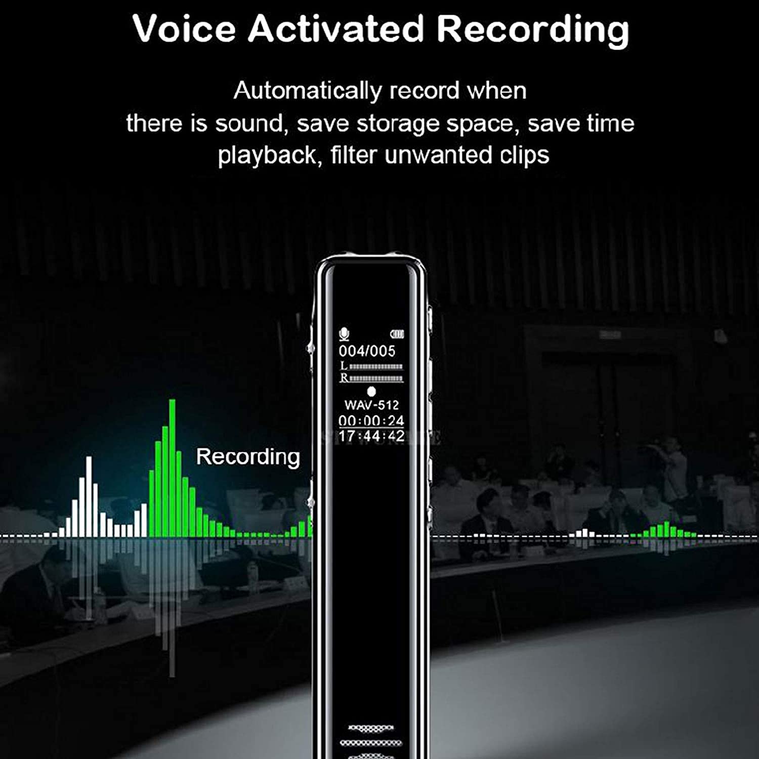 Grabador de Voz Digital de 32 GB para reuniones de conferencias - Grabadora de Voz de reducción de Ruido de Alta definición IPS de 0.96 Pulgadas IPS, grabadora de Voz Continua 36H