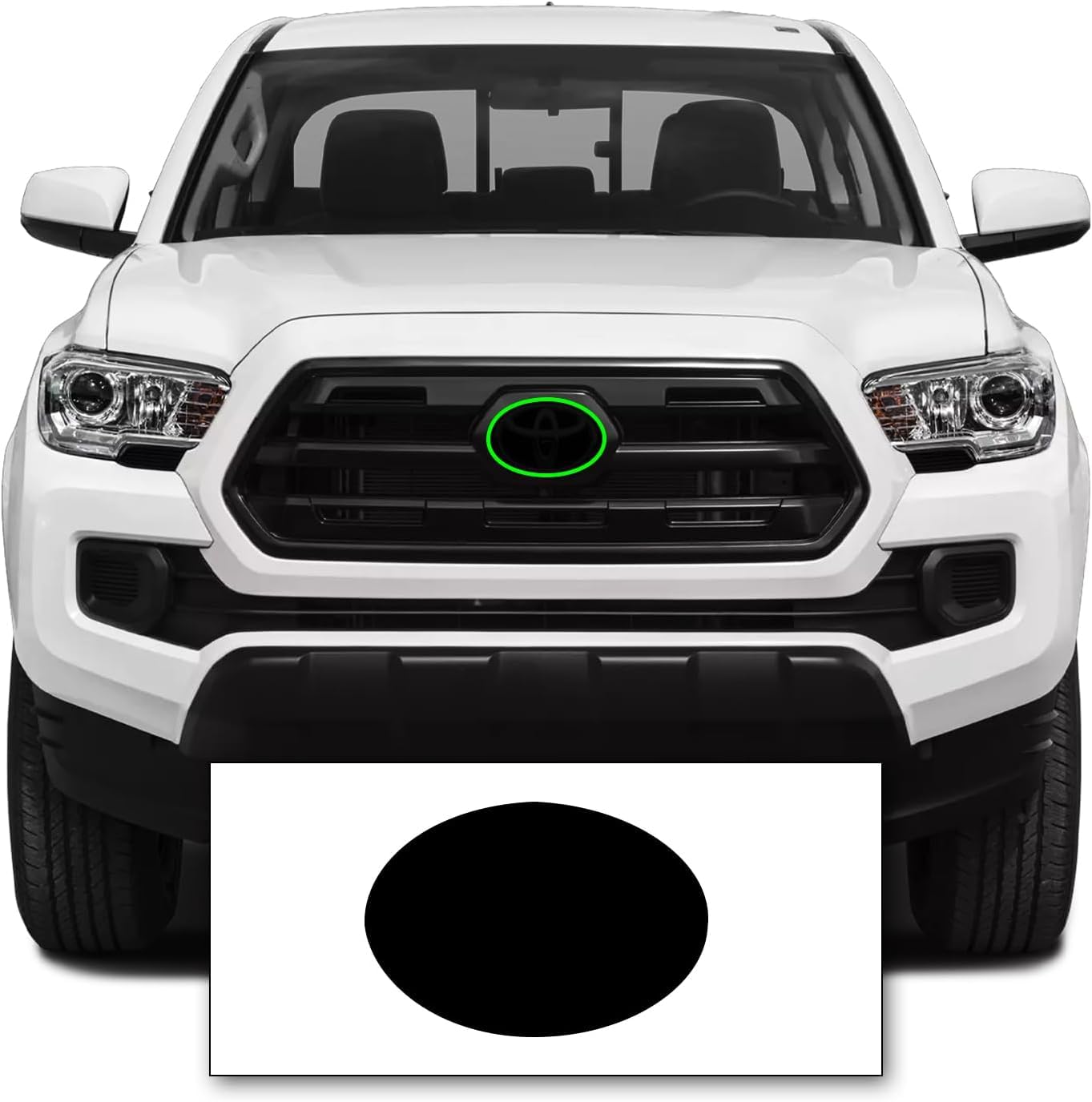 Pre-Cut Front Emblem Tint Compatible with Toyota Tacoma Limited, TRD Off-Road, TRD Sport 2016-2021| Precision Cut Stretchable PPF Vinyl Overlay Cover Wrap Dark Smoke (Pack of 2)