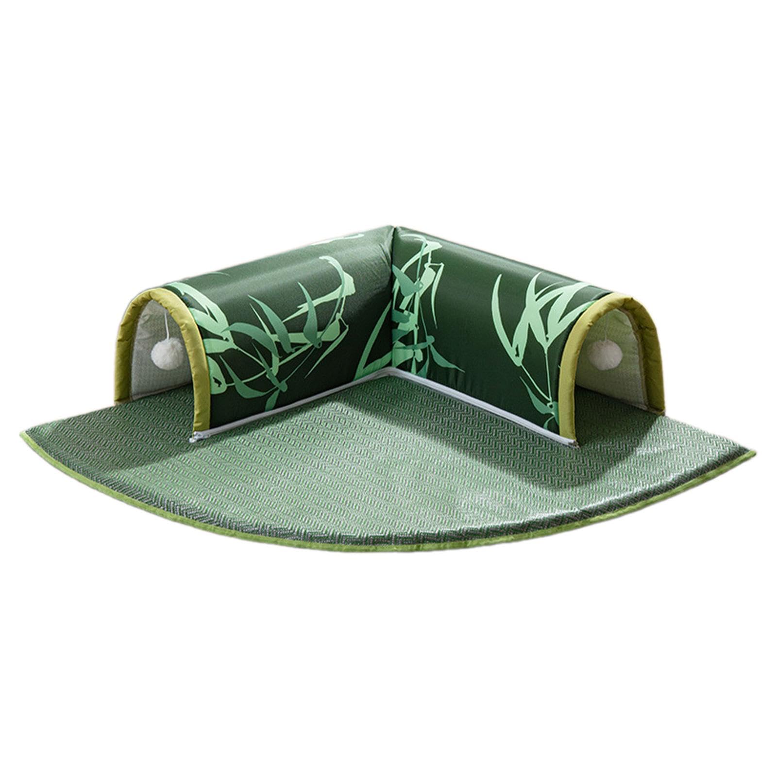 Cat Tunnel Cama Juguete Desmontable Plegable Accesorio con Alfombra Lavable Adecuado para Mascotas Gatos Hurones Erizos Hogar, Verde