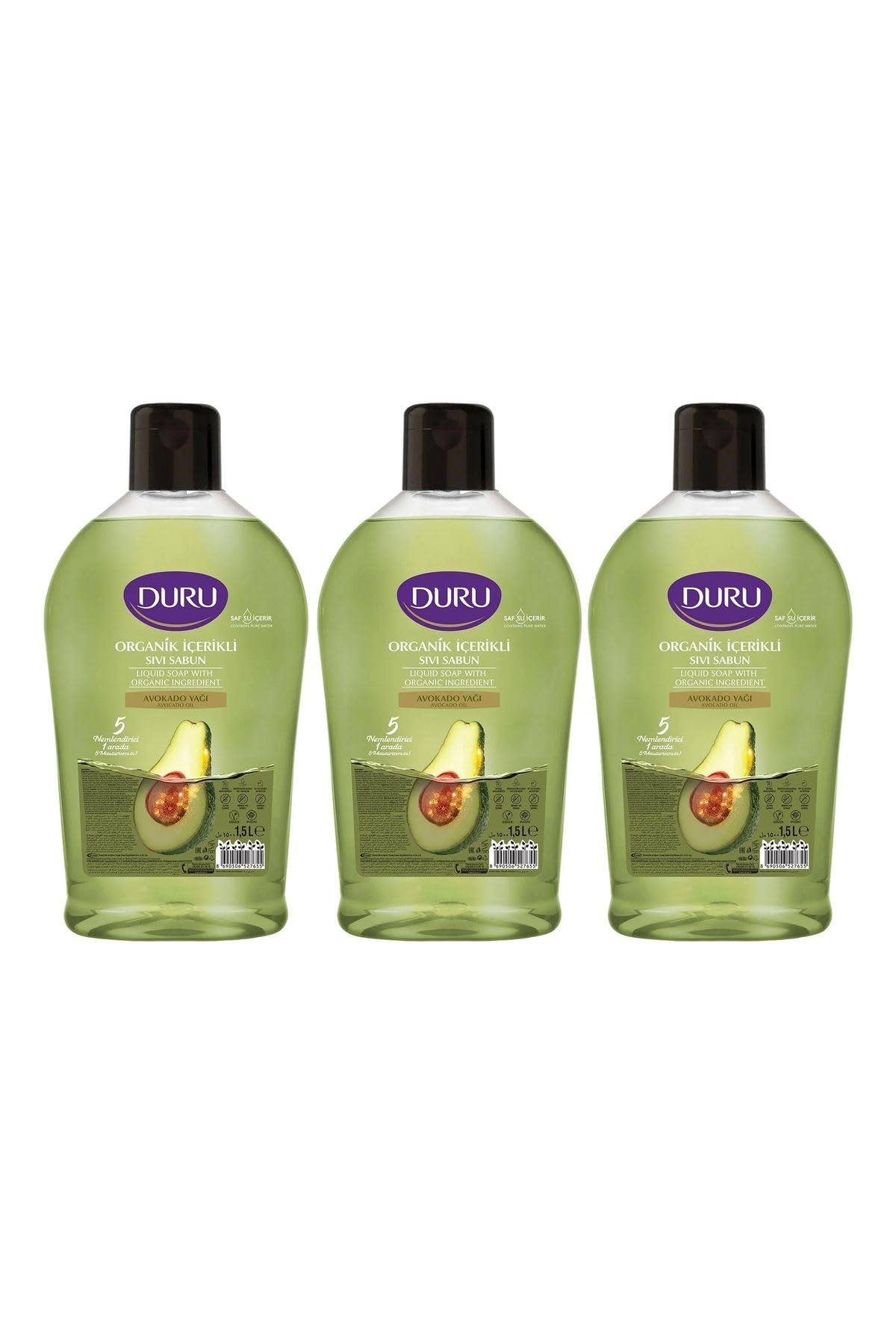 Duru Organik İçerikli Avokado Sıvı Sabun, 1500 ml, 3'lü Paket