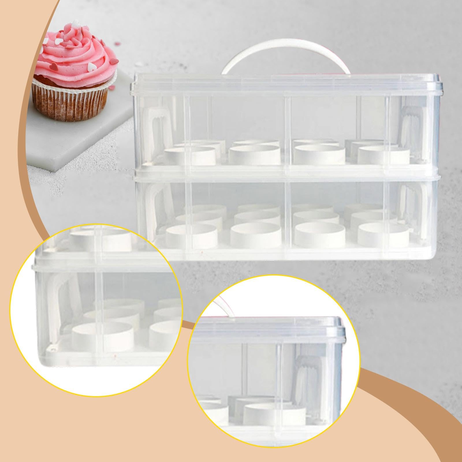 KESOTO Caja portatartas y Recipiente para con 24 Compartimentos, Resistente, de Doble Capa, con asa, Ideal para Pasteles de cumpleaños y repostería en, Blanco
