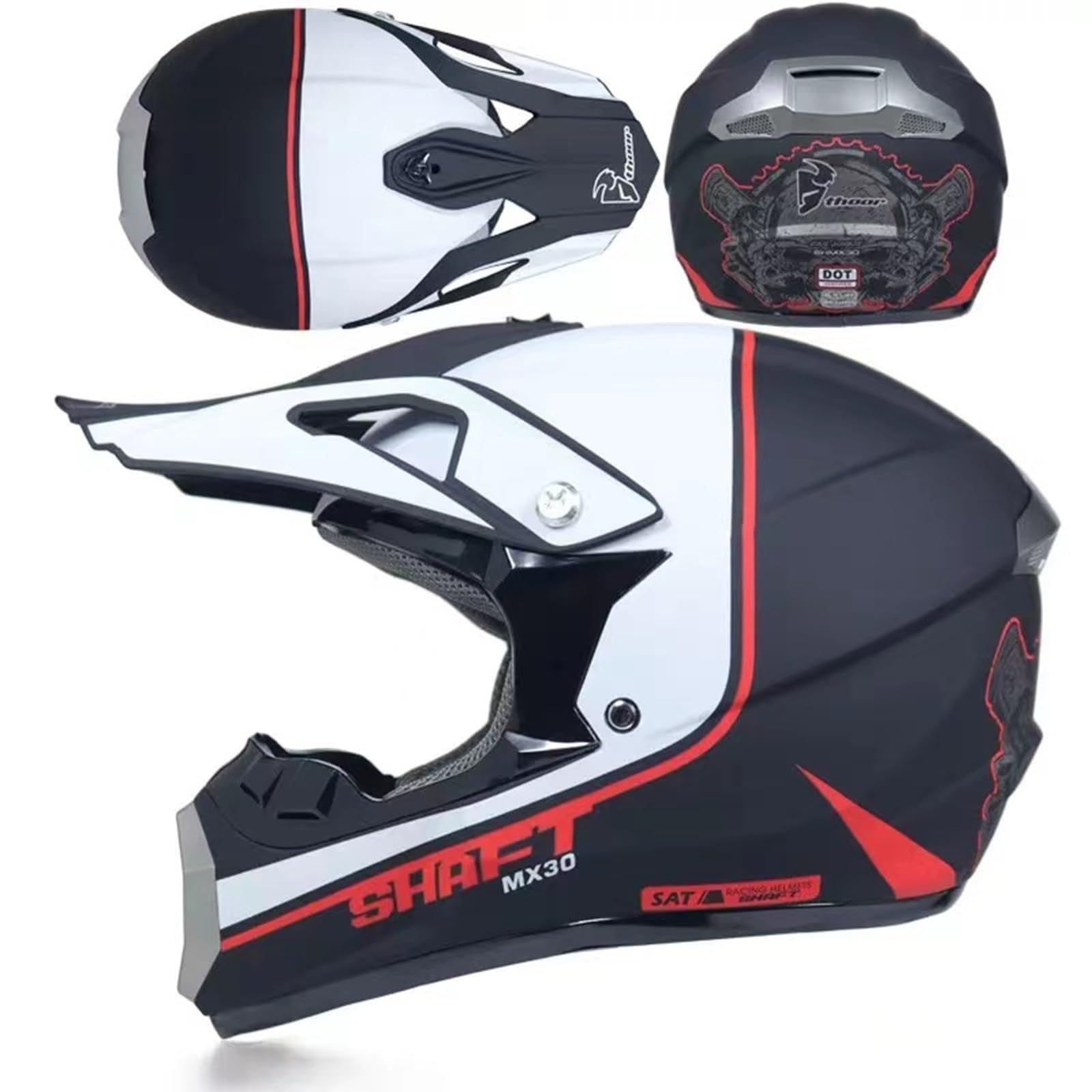 Casco da motocross Fullface MTB per bambini, con guanti, maschera, downhill, casco da moto per bambini, set da uomo, ATV, casco da moto MX Enduro, MTB, casco da moto