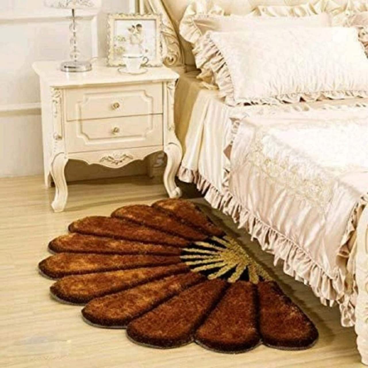 Sponsored Ad - polyester Half Sunflower Doormat for Home Entrance - Micropoly Anti Slip Shaggy Rug for Home Living Room Bedroom - Multipurpose Floor Mats Bedside Runner,18x36 Inches (Brown)