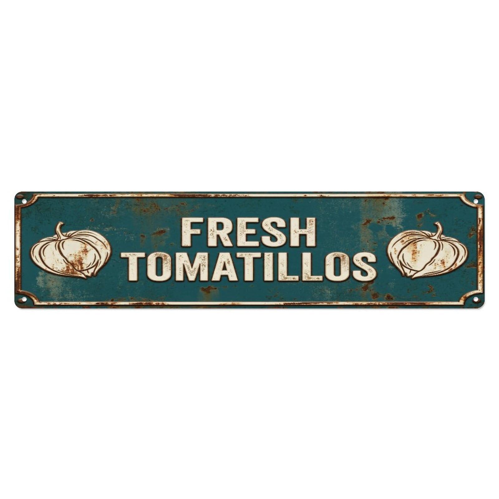 Metal Tin Sign FRESH TOMATILLOS Vintage Vegetable Rustic Farmhouse