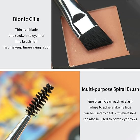 Eyebrow Brush, Professional Double-Ended Angled Eye Brow and Spoolie Brush, Black