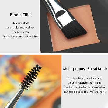 Eyebrow Brush, Professional Double-Ended Angled Eye Brow and Spoolie Brush, Black