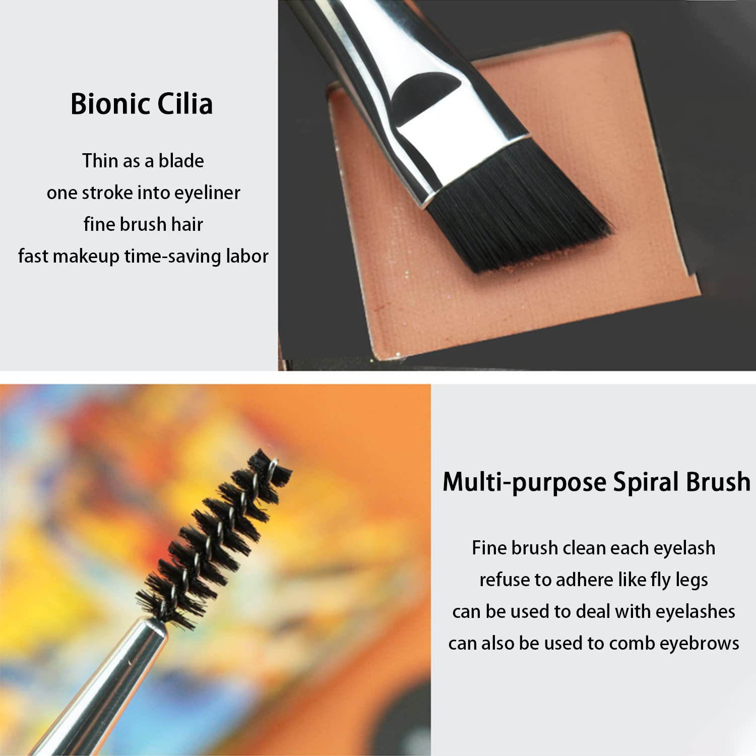 2PCS Professional Double-Ended Angled Eyebrow & Concealer Brush Set, Black