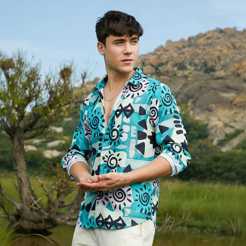 Image of CAHOOT Men's Shirt for Casual Wear | Spread Collar | Long Cuffed Sleeves | Button Closure | Shirt Crafted with Comfort Fit for Everyday Wear