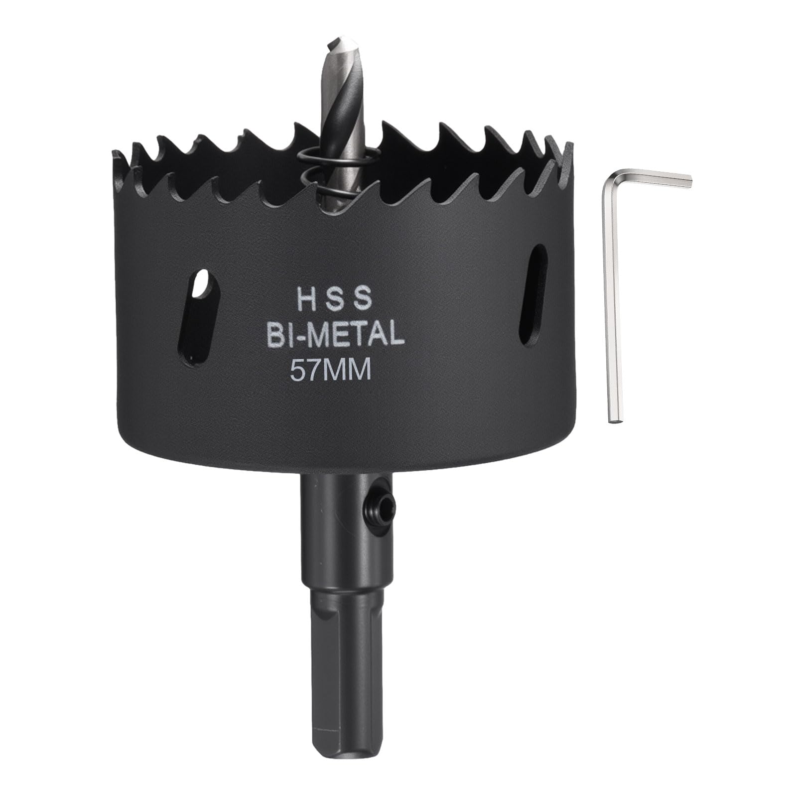 CoCud 2-1/4"(57mm) Hole Saw, M42 Bi-Metal Hex Shank Hole Cutters Drill Bit with Spring - Cutting Tool for Thick Metal Board Alloy Steel Plate. Black โ image 1