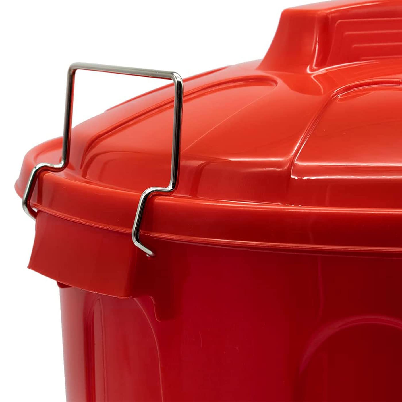 Acan Tradineur Poubelle industrielle avec poignées métalliques, plastique, poubelle avec couvercle, recyclage, fabriquée en Espagne (rouge, 51 litres)