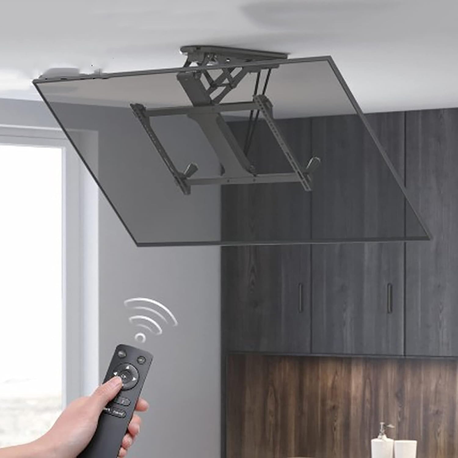 Uchwyt ścienny do telewizora z napędem na telewizor, odchylany telewizor 0-85°, ukryty opuszczany podnośnik telewizyjny, pasuje do stojaka na telewizor z napędem 32-70 cali do telewizorów 66.0-177.8