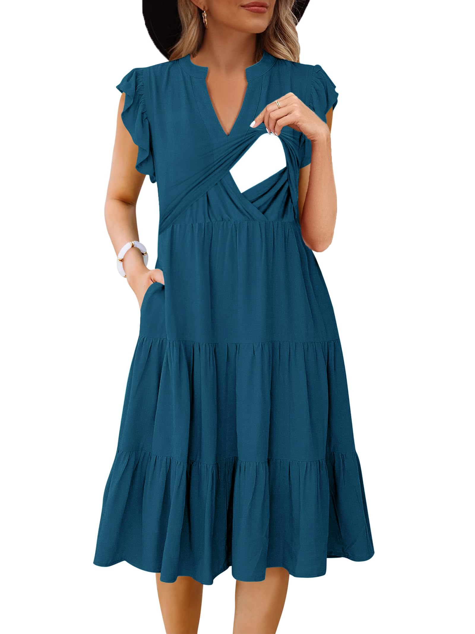 CzzzyL Sleeveless Tiered Nursing Dress