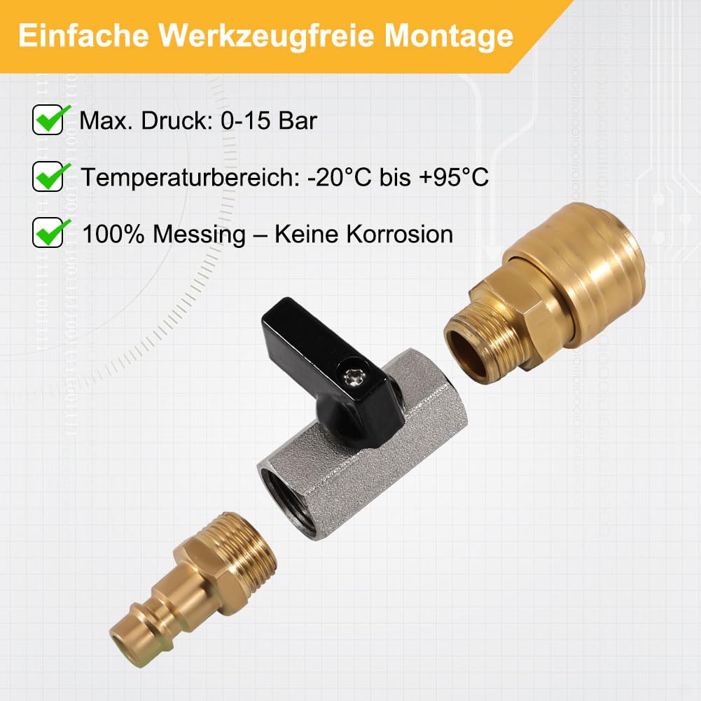Produktbild von Lumonic Kugelhahn 1/4 Zoll – Rund, Mit Hebelgriff, 2x Innengewinde, Messing, Für Druckluft Und Wasser Bis 15 Bar