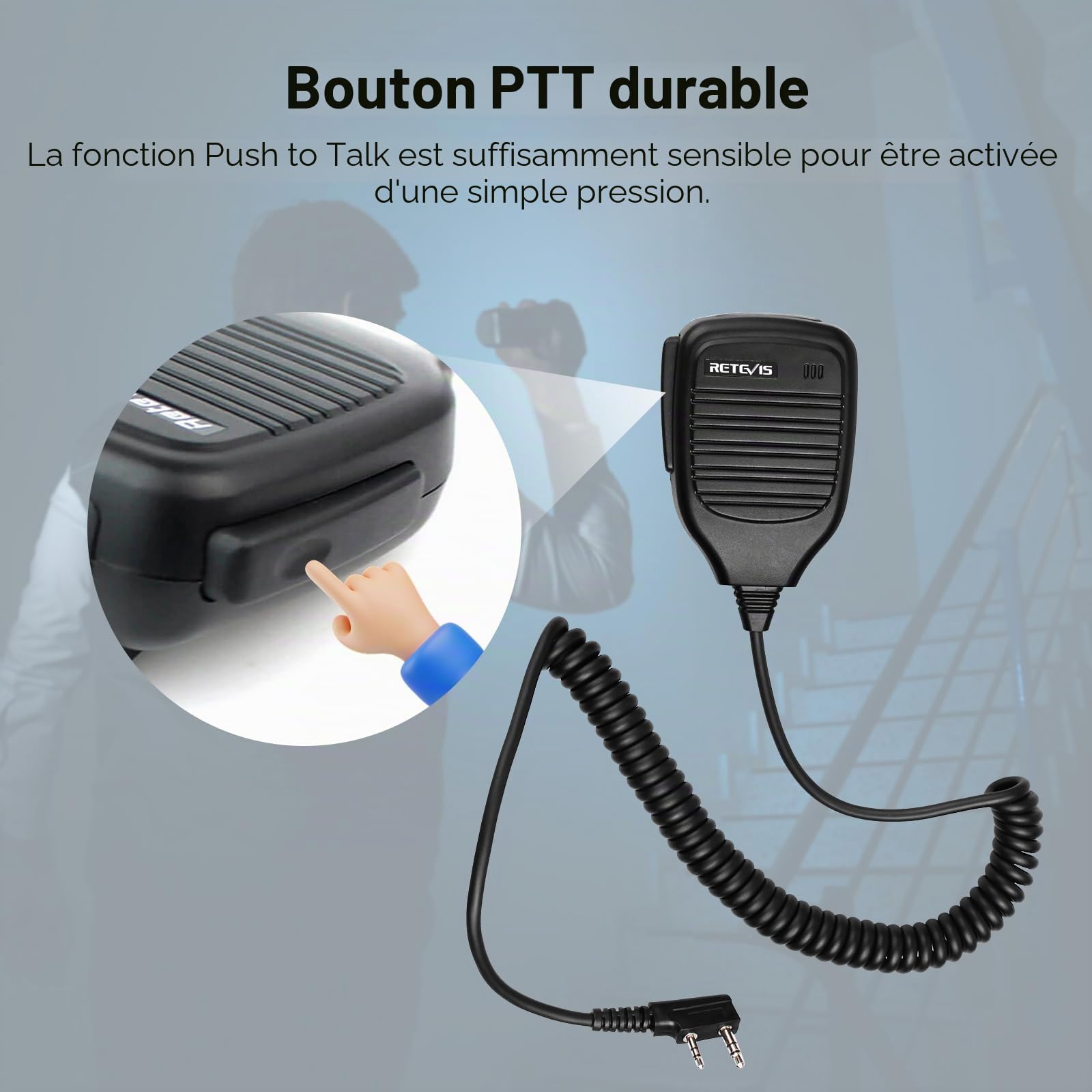 Retevis Talkie Walkie Micro 2 Broches Haut-Parleur Microphone Compatible avec Baofeng UV-5R BF-888S BF-88E RT24 RT27 H777 RT668 WOUXUN Kenwood TYT HYT Talkies Walkies pour la Chasse et Le Tir (2 Pcs)