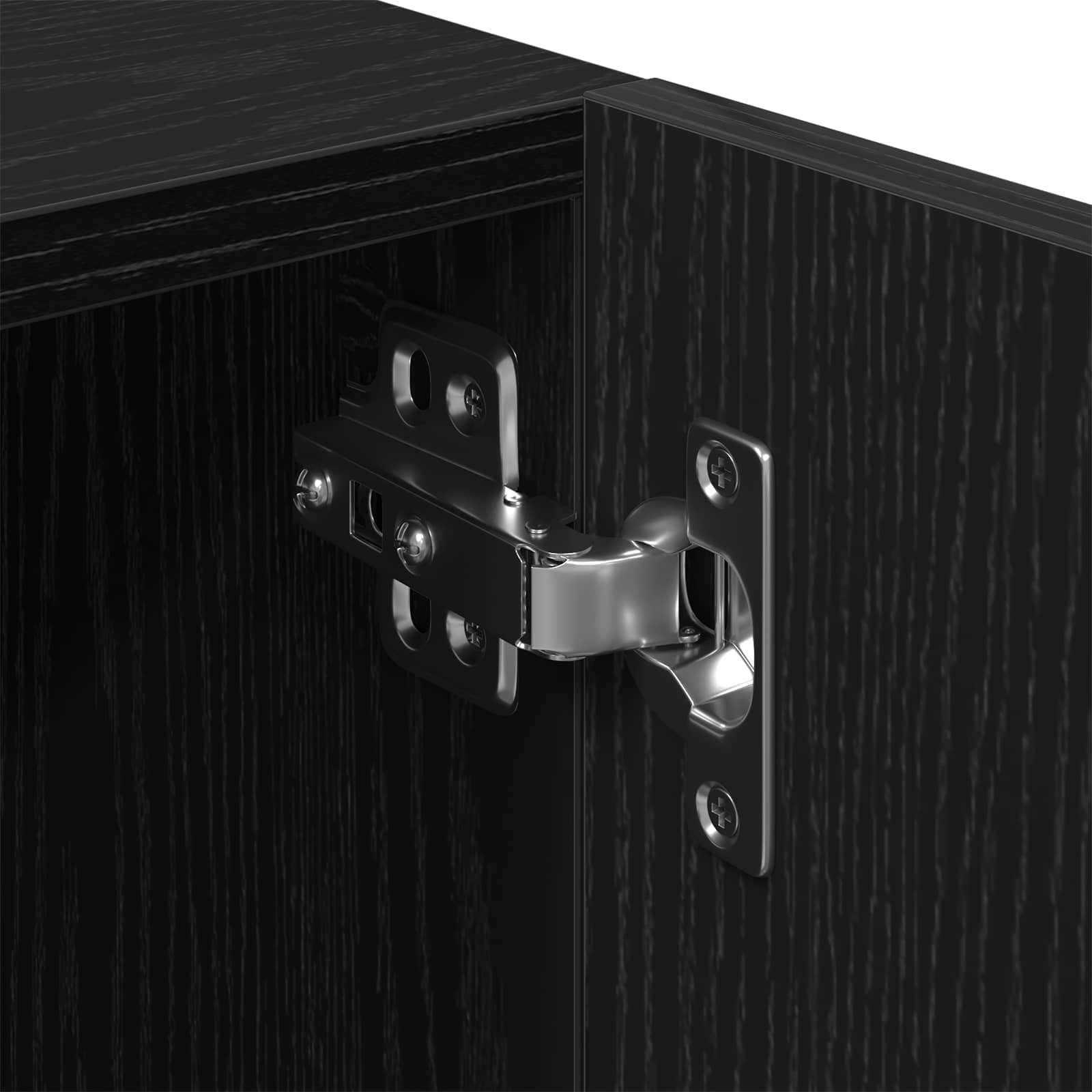Set mobile TV nero in legno ingegnerizzato con 2 pezzi, design moderno con ripiani, porte a filo, strisce LED USB, ideale per soggiorno e supporto televisore