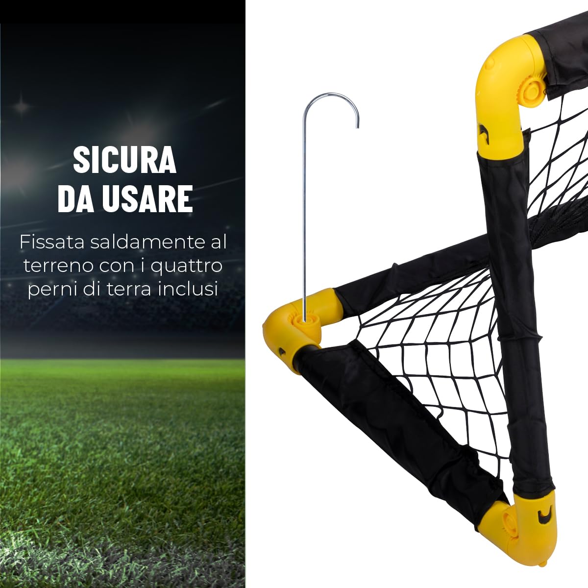 Umbro Porta da calcio per giardino, bambini e adulti, cancelli da calcio per interni ed esterni, 50 x 44 x 44 cm, nero/giallo
