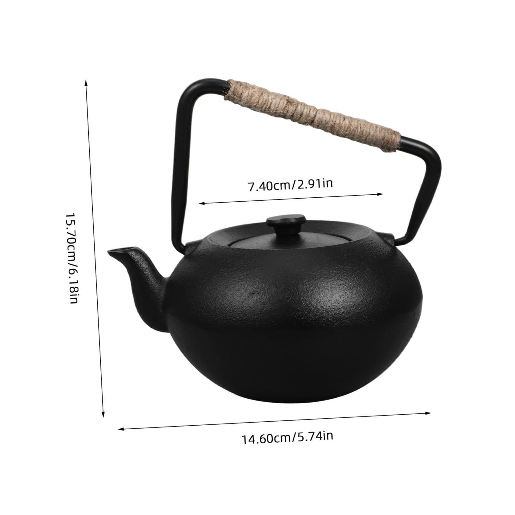 Teiera in Ghisa Giapponese 600ml Nera con Infusore | Filtro Tè e Manico Inclusi, per Foglie Sfuse, Uso Casa e Picnic, Capacità 600ml
