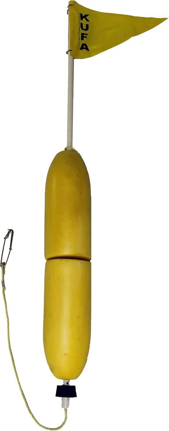 KUFA Sports Shrimp Float with PVC Flag Pole, Yellow, 48-Inch