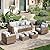 MIXPATIO 5 Pieces Patio Furniture Set, Outdoor Wicker Rattan Sofa Couch with 5.5" Thick Comfy Cushions, Swivel Rocker Chairs and Ottomans, High Back Conversation Set Garden Backyard, Grey