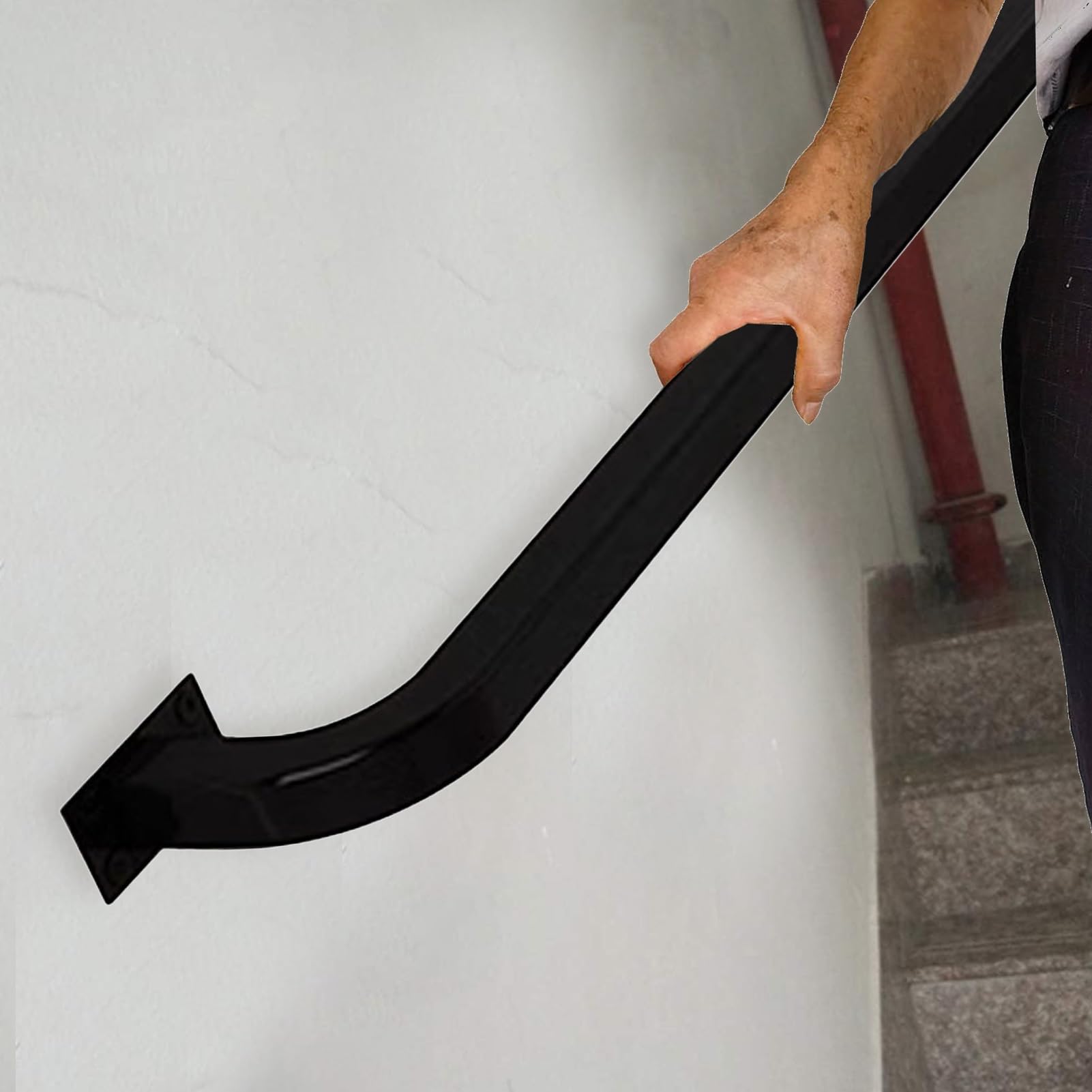 Barre d'appui en métal noir pour rampe d'escalier intérieure et extérieure design industriel