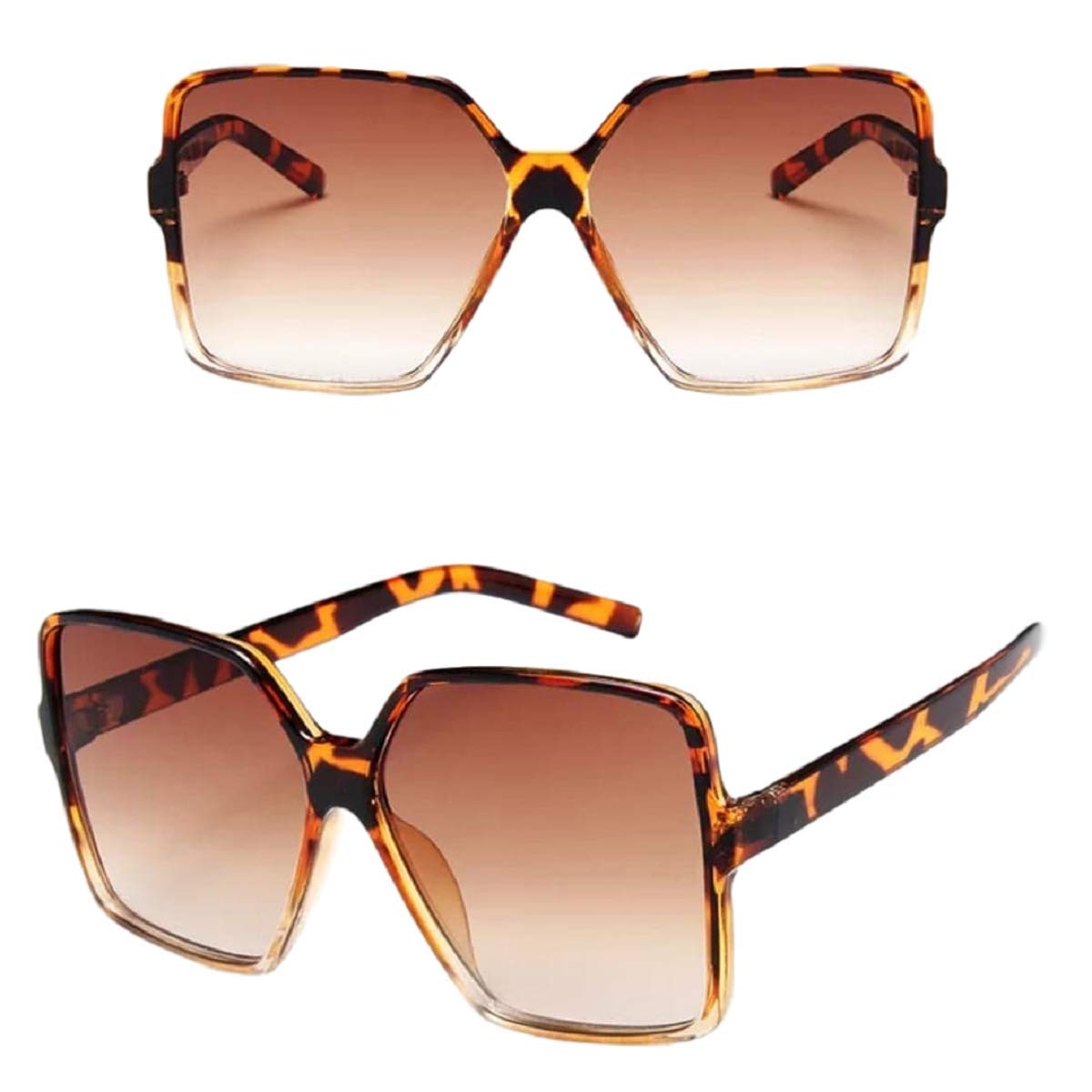 Oversized Sunglasses Women/Ladies Square Frame Sunglasses / Big Celeb Designer Styling Retro Vintage Festival Ibiza 2023, Leopard, One Size-image-15