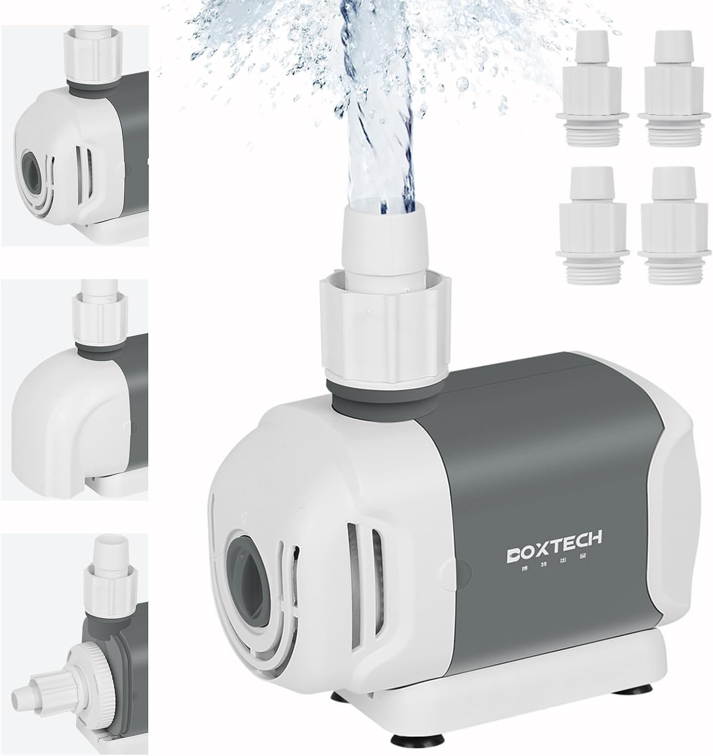boxtech 15W Bomba Sumergible Bomba de trasiego para acuarios Bomba para acuarios con 3 boquillas Apta para Fuentes de acuarios Apta para circulación de Agua Dulce y Salada