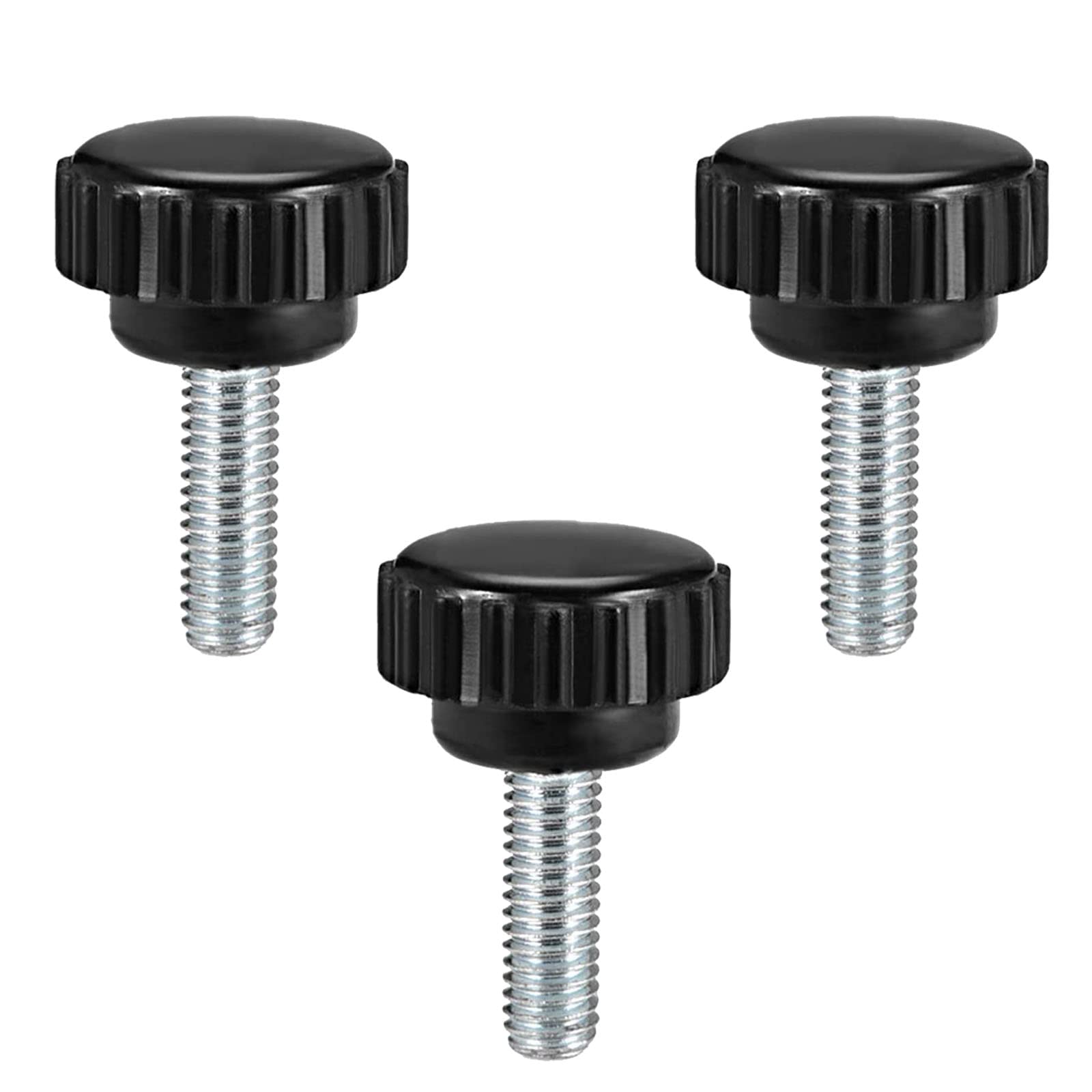 Ta-Vigor Men's 3Pcs M6 X 15Mm Thread Knurled Clamping Knobs Grip Thumb Screw On Type Round Head 20Mm Dia