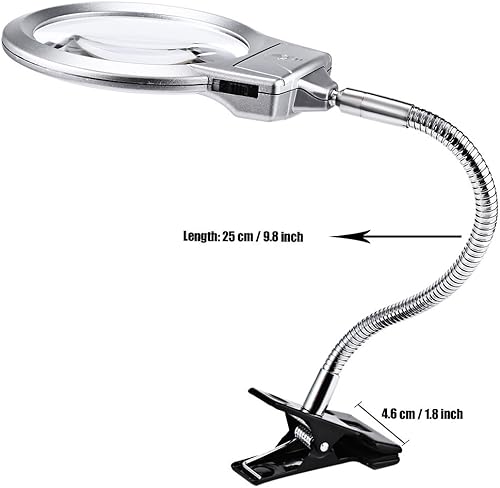 Miniatura 5 de Lupas iluminadas manos libres, lámpara de escritorio LED Pro-Flex con lupa de 2.25 x 5X con lente de inserción, lámpara de mesa de escritorio para