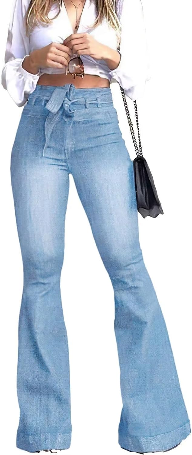 KDF High Waisted Bell Bottom Jeans for Women Flare Jeans for Women Stretch Wide Leg Jeans