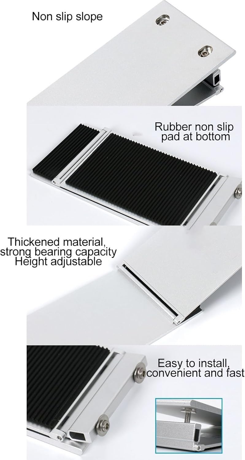 Rampa para silla de ruedas, pendiente ajustable de aleación de aluminio, base antideslizante, rampa de umbral de entrada para movilidad de discapacitados