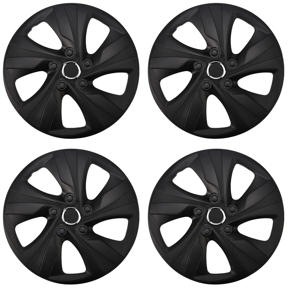 Matte Black Hubcap Wheel Cover Replacement Kit 14" Hub Caps Wheel Rim Cover Car Exterior Accessories Pack of 4, 14 Inches