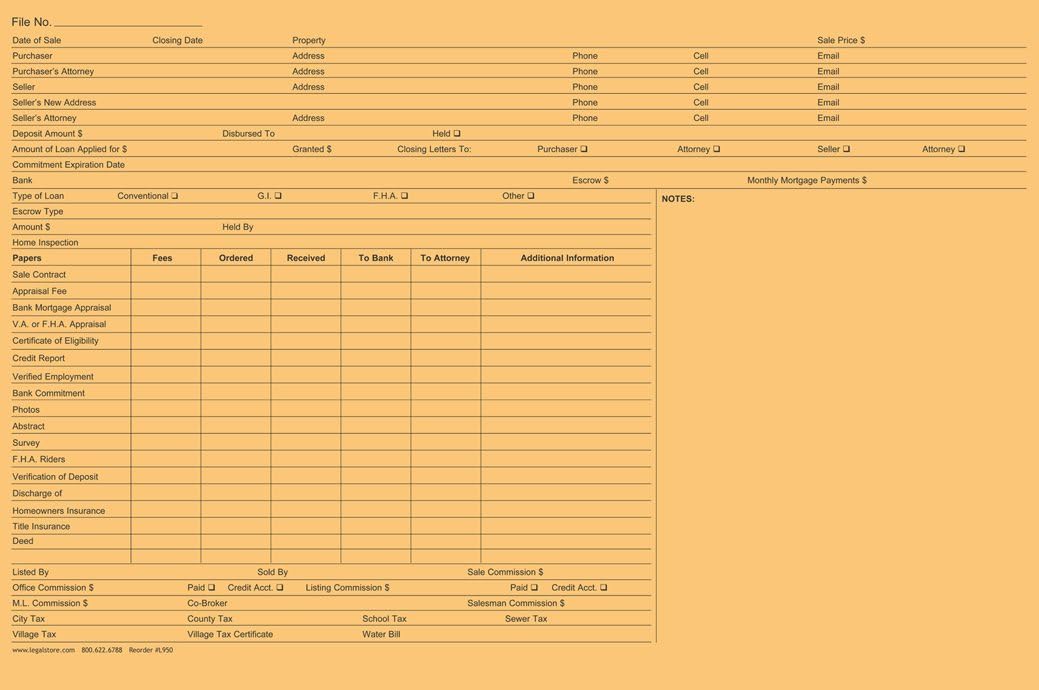 Legal Size Real Estate File Document Envelope, 100 per Box