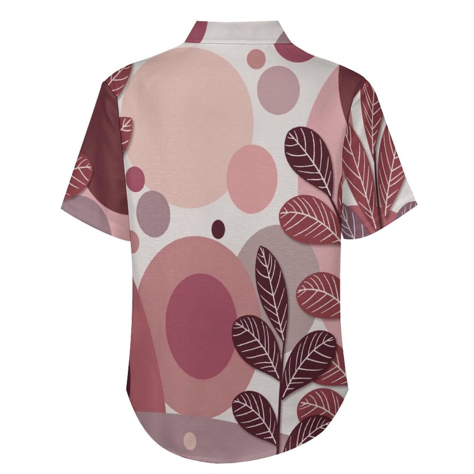 Camicie da Uomo a Maniche Corte con Stampa della Foglie Geometriche Disegno Semplice A Mano, Casual Leggere Bottoni Camicia con Tasca Frontale, per Vacanze Spiaggia Estate