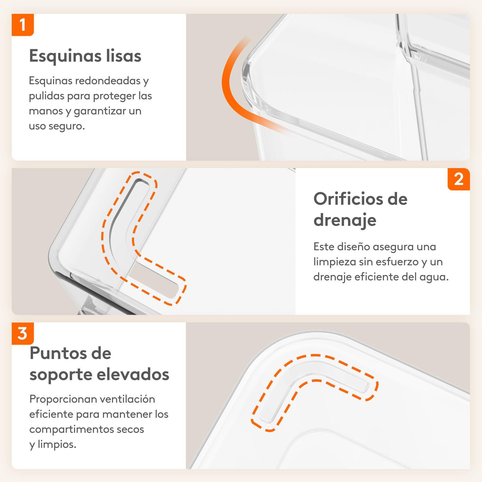 Lifewit Cestas Almacenaje Plastico, Apilador de Caddie Dividida con Manija para Cosméticos, Costura, Herramientas Pequeña, Organizadora para Lápices, Transparente, 2 Piezas