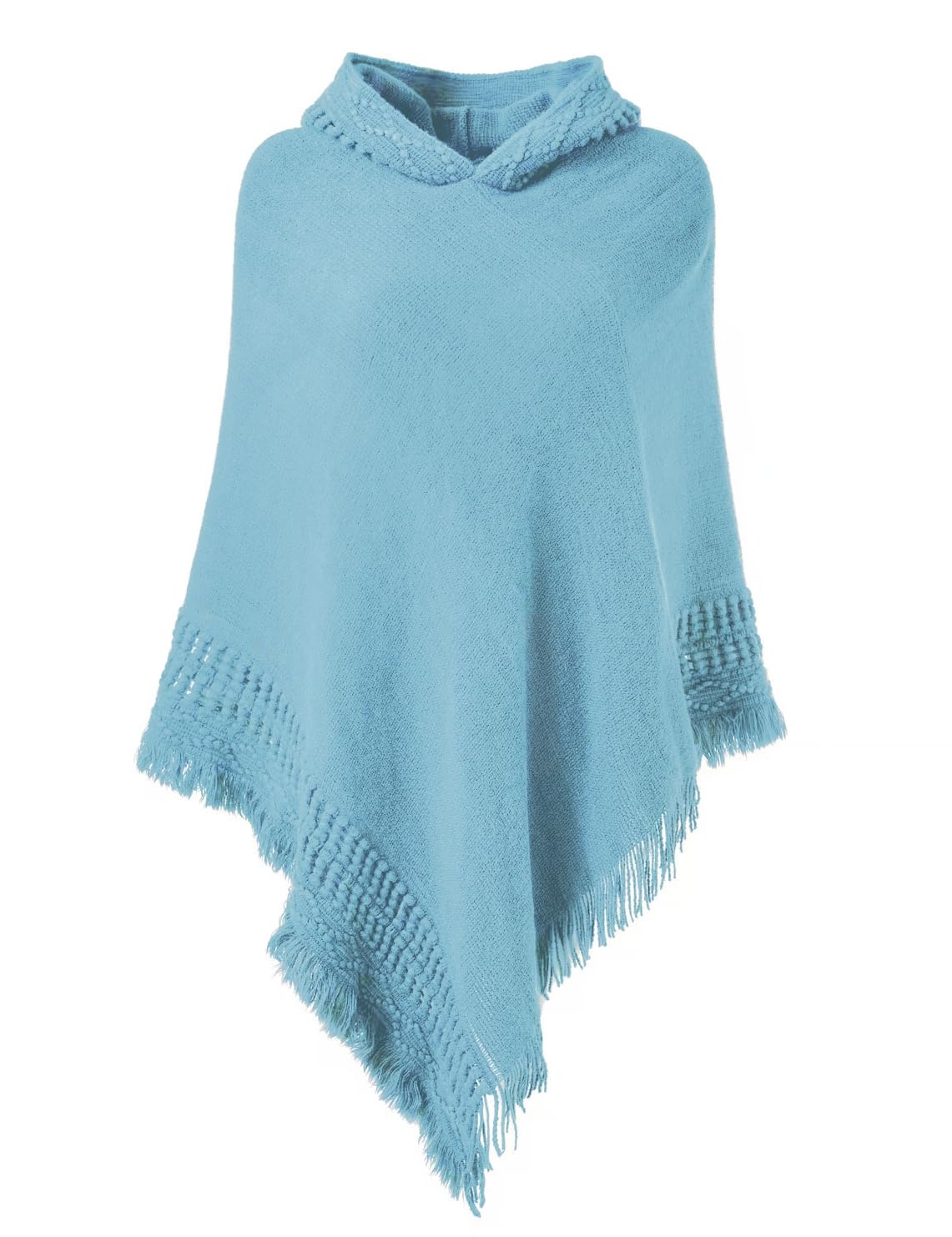 Ferand Women's Witchy Hooded Knit Poncho with Fringe