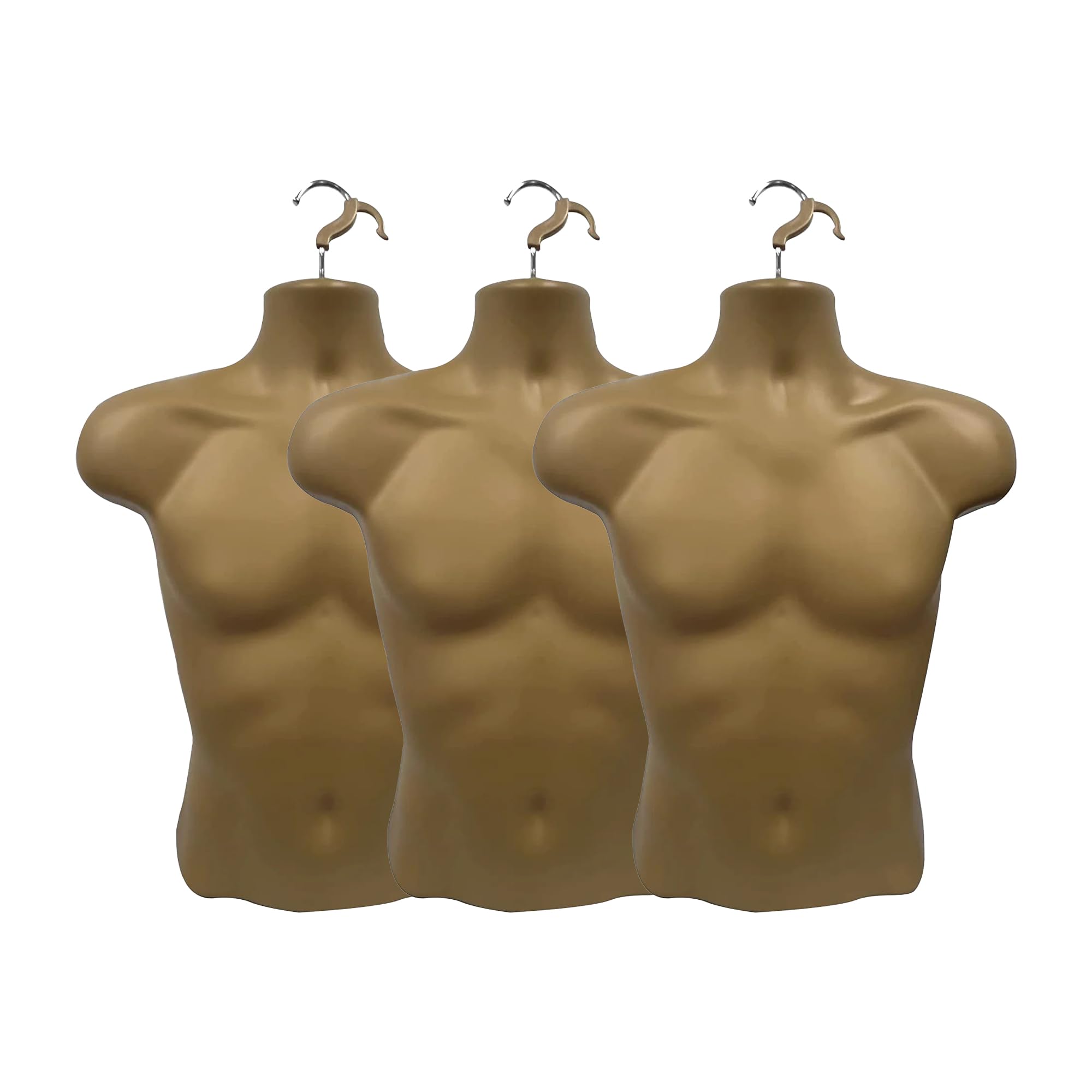 Display Guru Male Hanging Mannequin Half Body Form 3 Quarter Shop Bust Display (Gold x3)