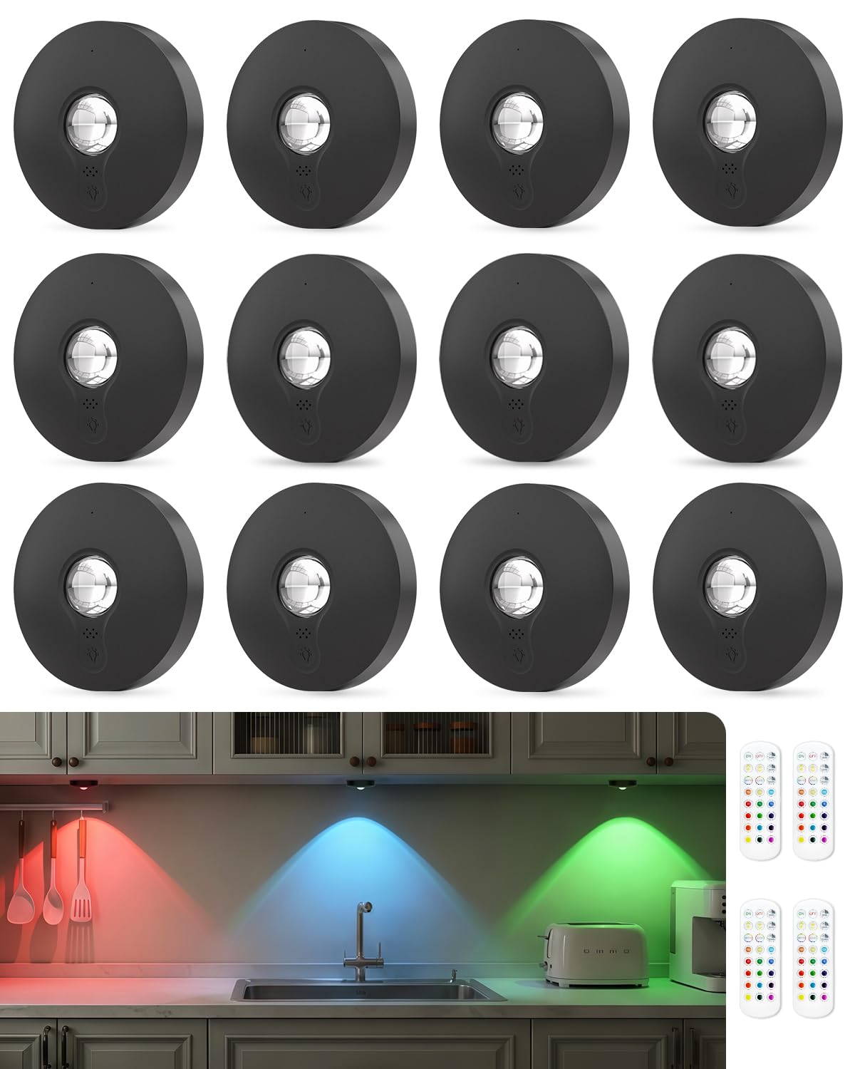 Rechargeable RGB Puck Lights 1500mAh